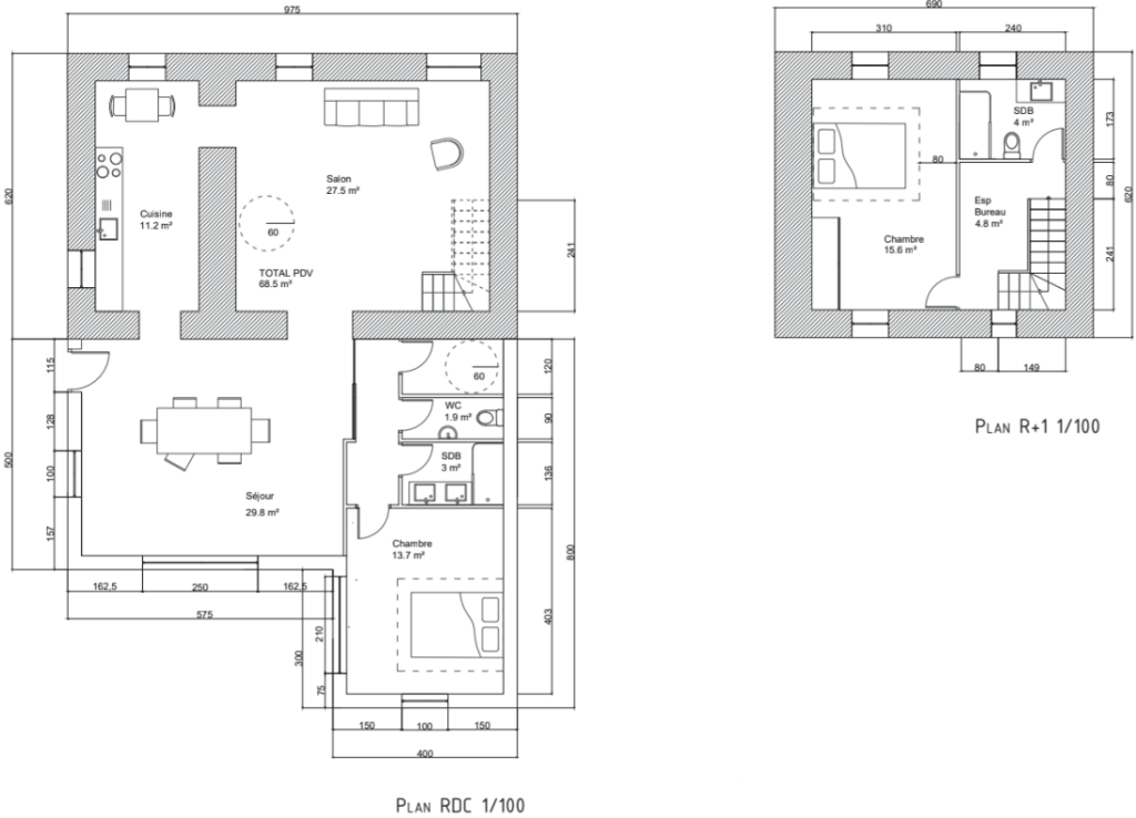 23g26stm plan du projet s'extension d'une maison